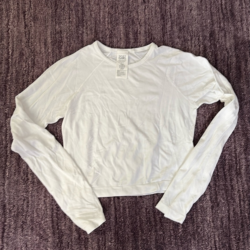 Athleta Girls Long Sleeve Crop Power Up Tee, size M